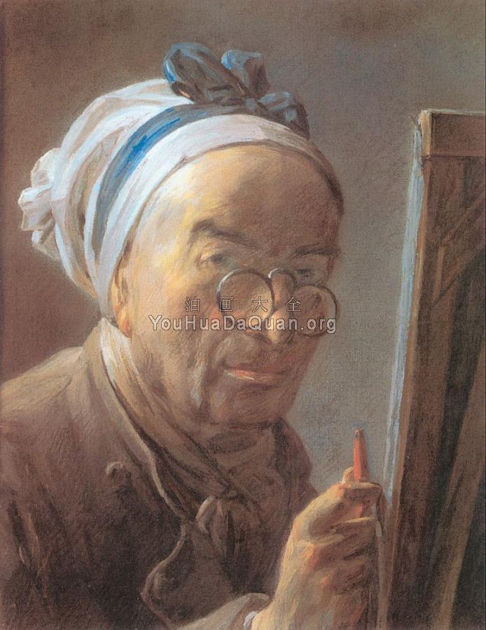 Self-Portrait at an Easel - 让·巴蒂斯特·西梅翁·夏尔丹